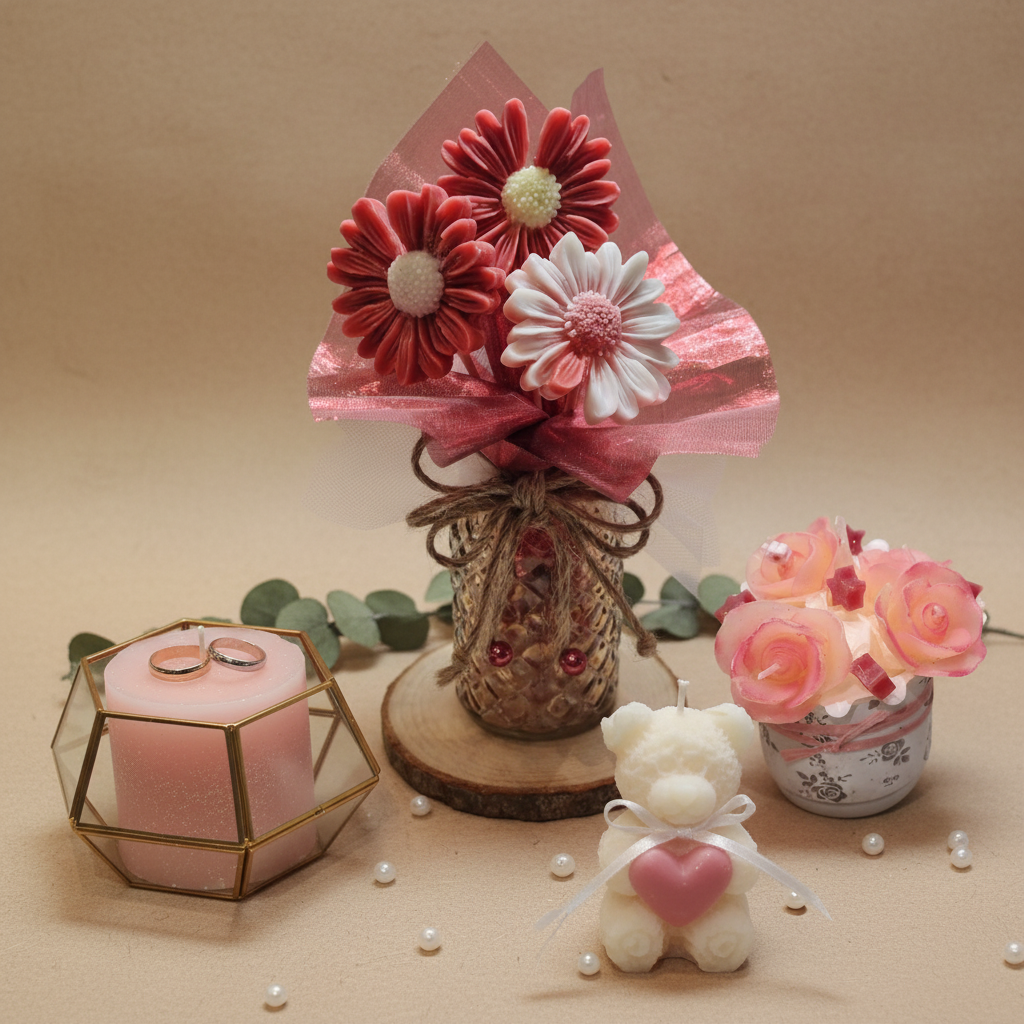 Bouquets fleurs de cire pour un baptême