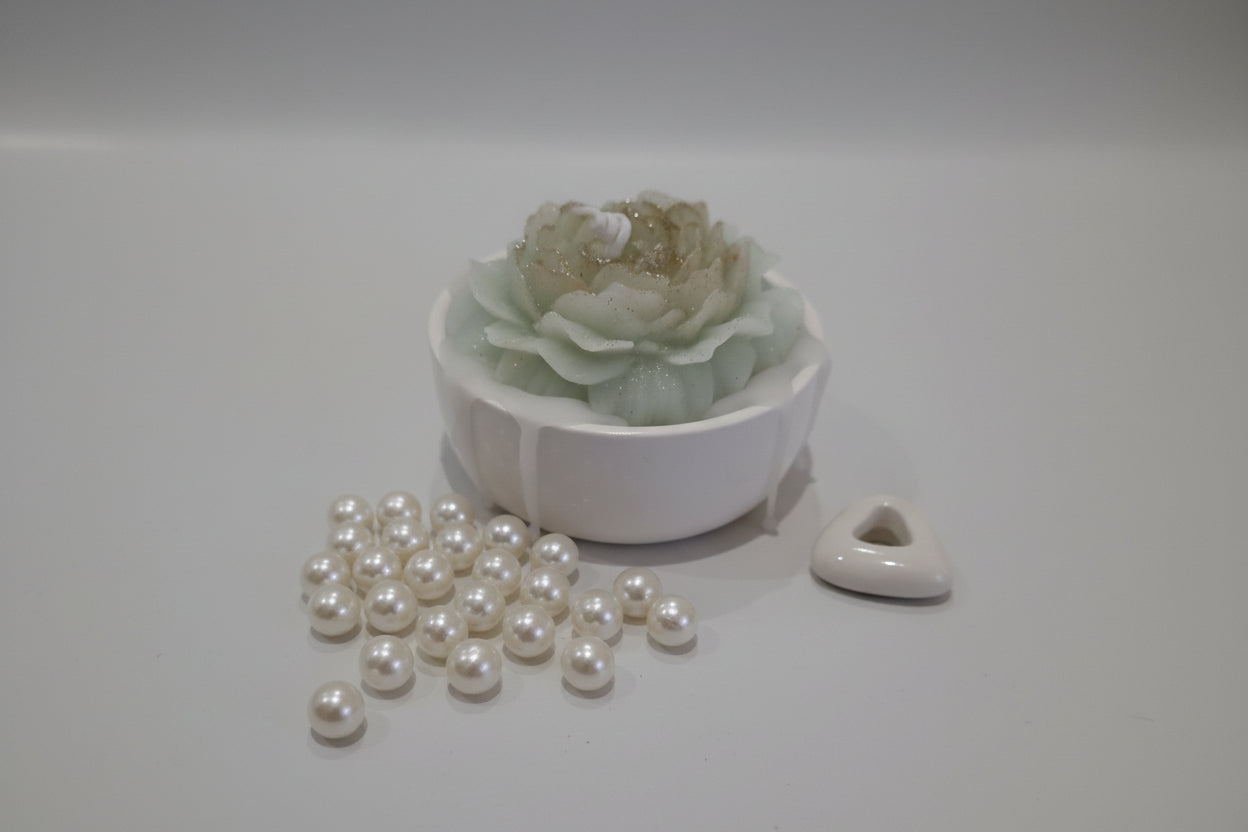 Bougie romantique rose - Cire végétale blanche et bleu polaire