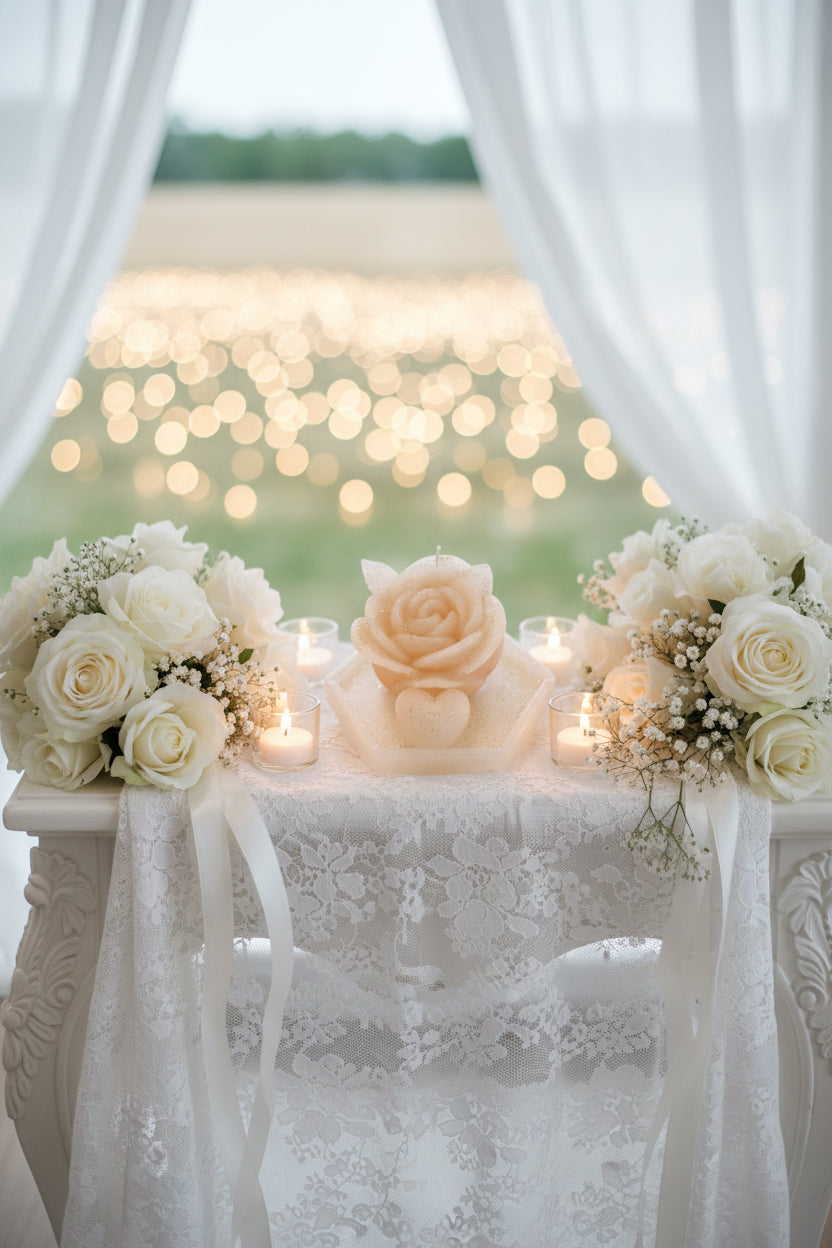 Rose porte-alliances - Centre de table événementiel