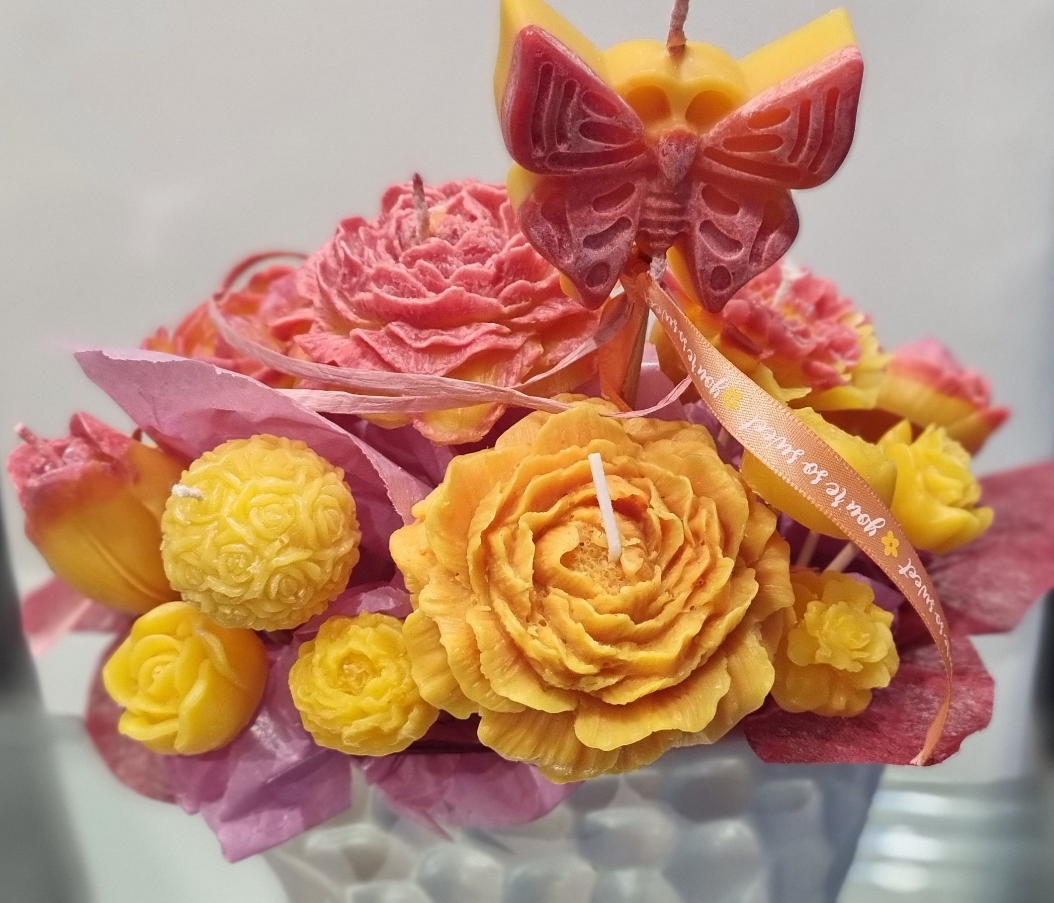 Bouquet "Roselani" - Bouquet de bougies "rose céleste"