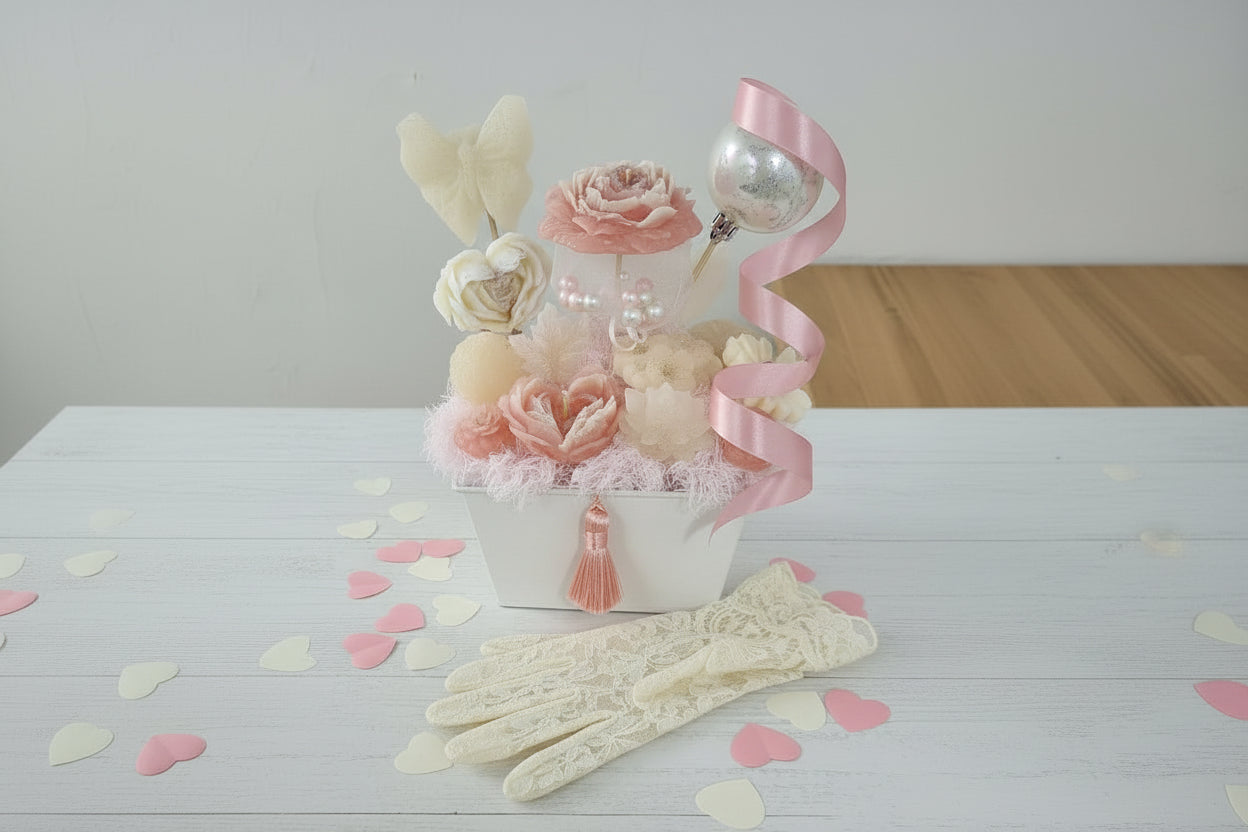 Bouquet💕 "Valentine"💕 - Composition florale délicate rose et blanche