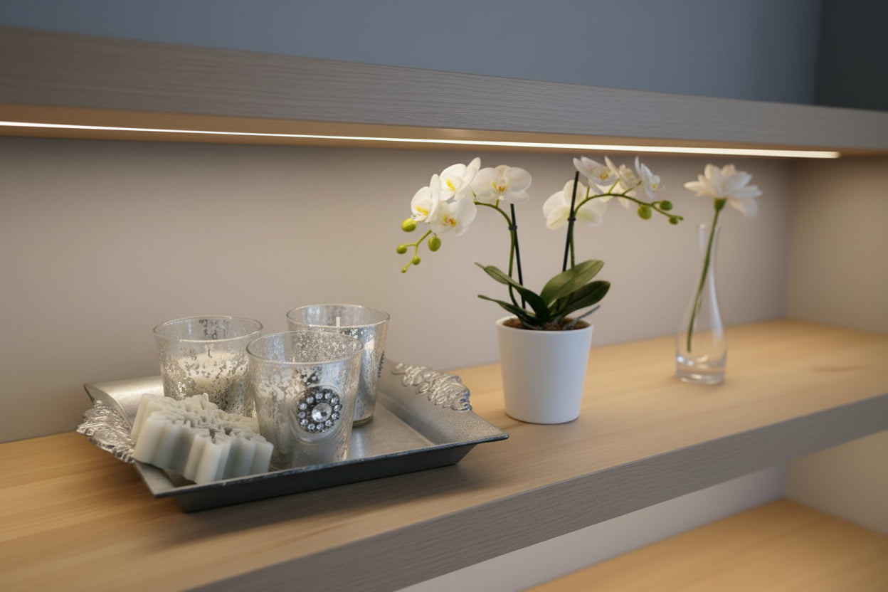 Centre de table argenté avec photophores "diamant" - Composition festive