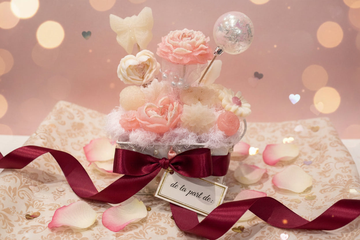 Bouquet💕 "Valentine"💕 - Composition florale délicate rose et blanche