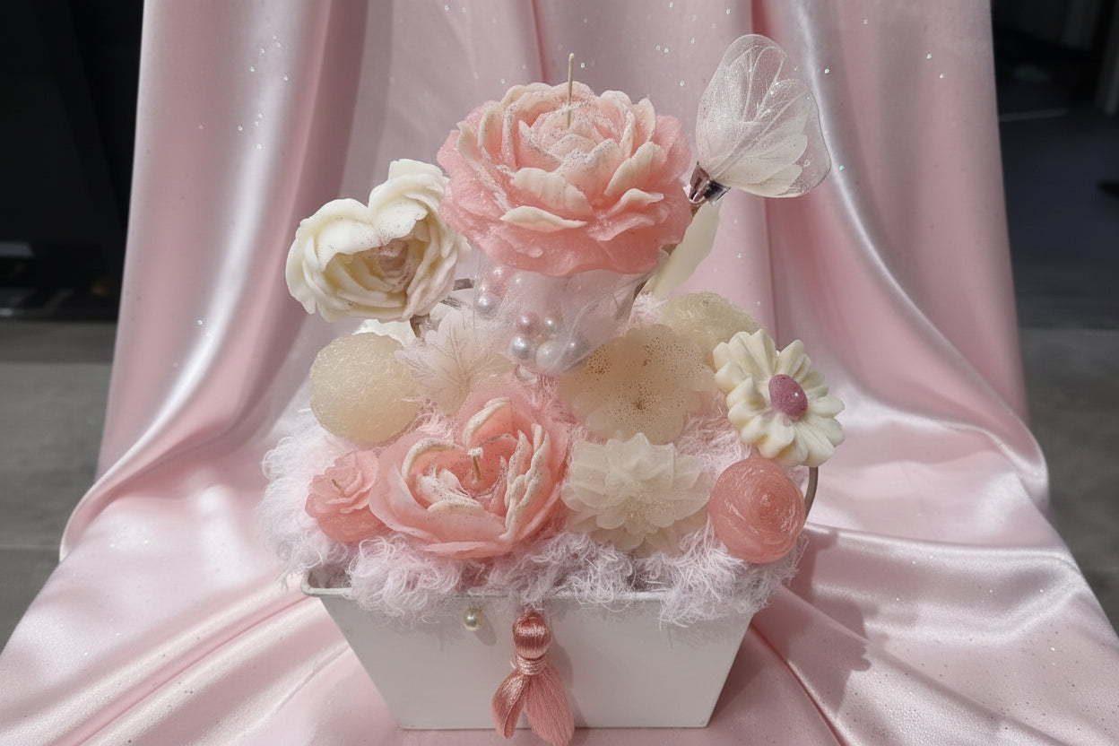 Bouquet💕 "Valentine"💕 - Composition florale délicate rose et blanche