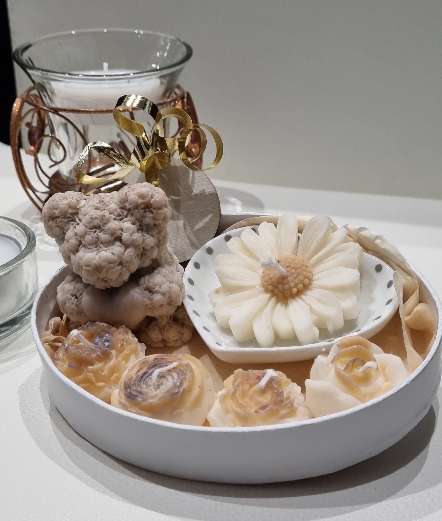 Coffret Cadeau Douceur - Bougies Florales & Ourson 💌