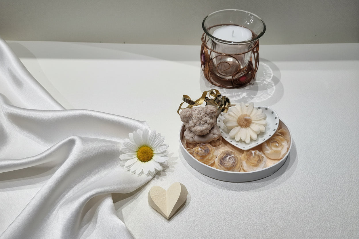 Coffret Cadeau Douceur - Bougies Florales & Ourson 💌
