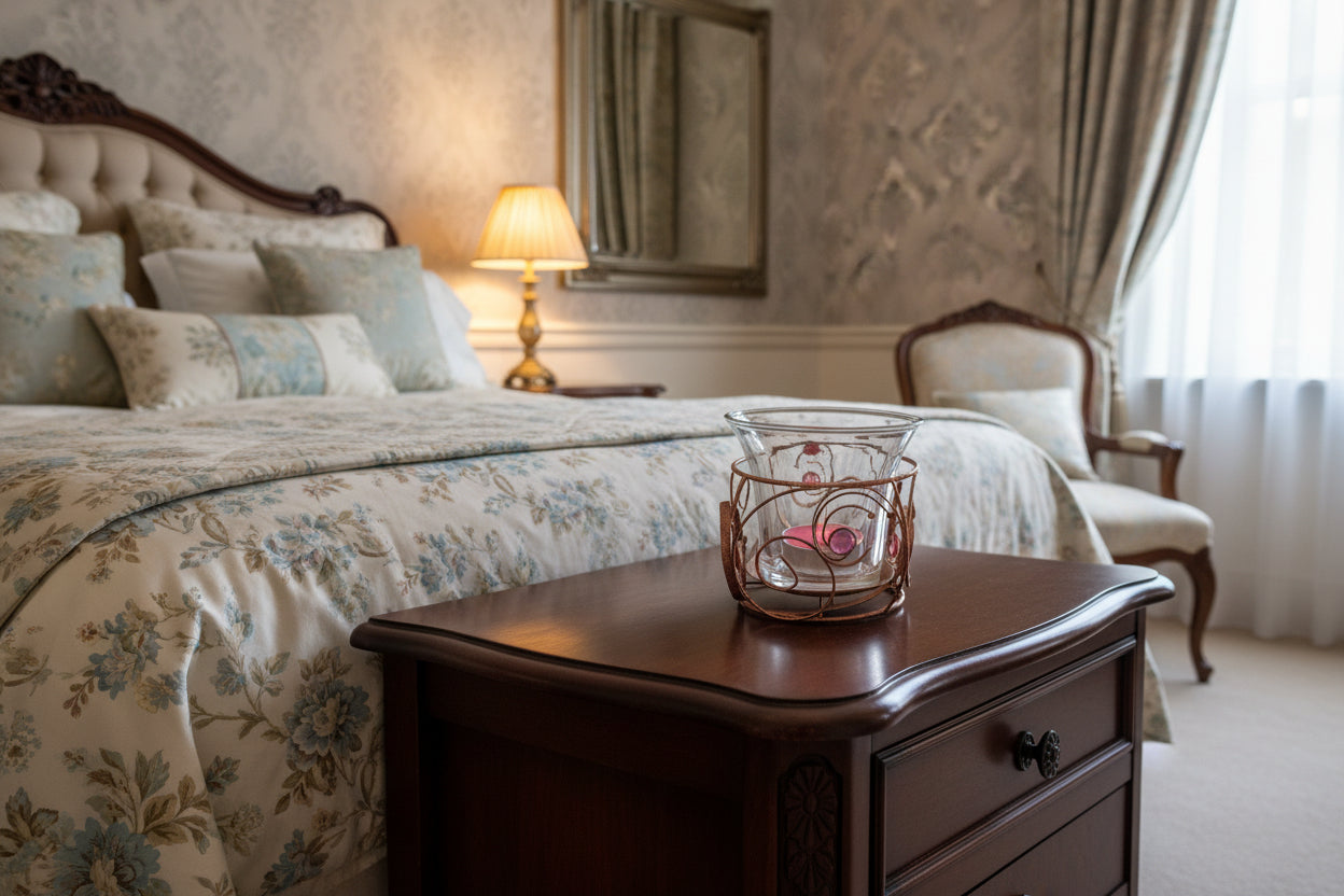 Photophore et bougie Rose