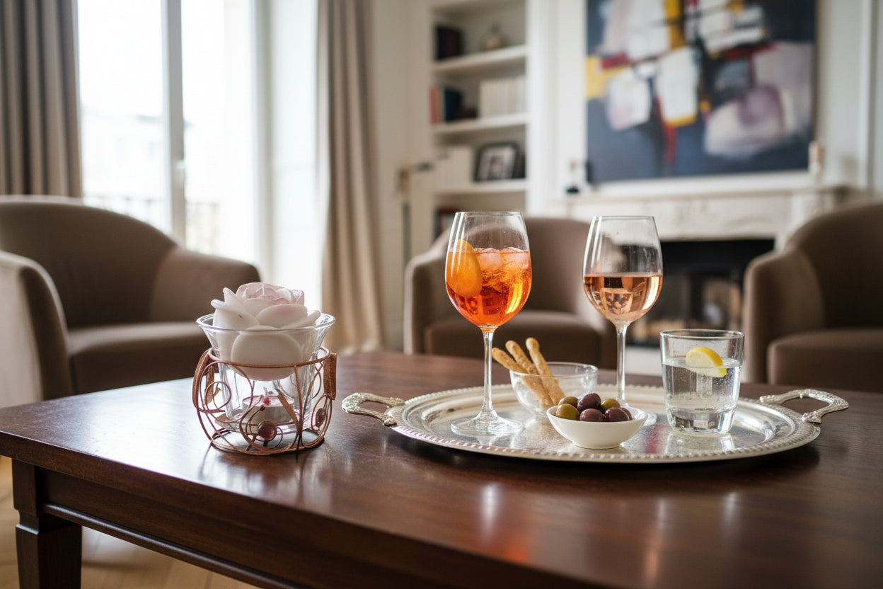 Photophore et bougie Rose