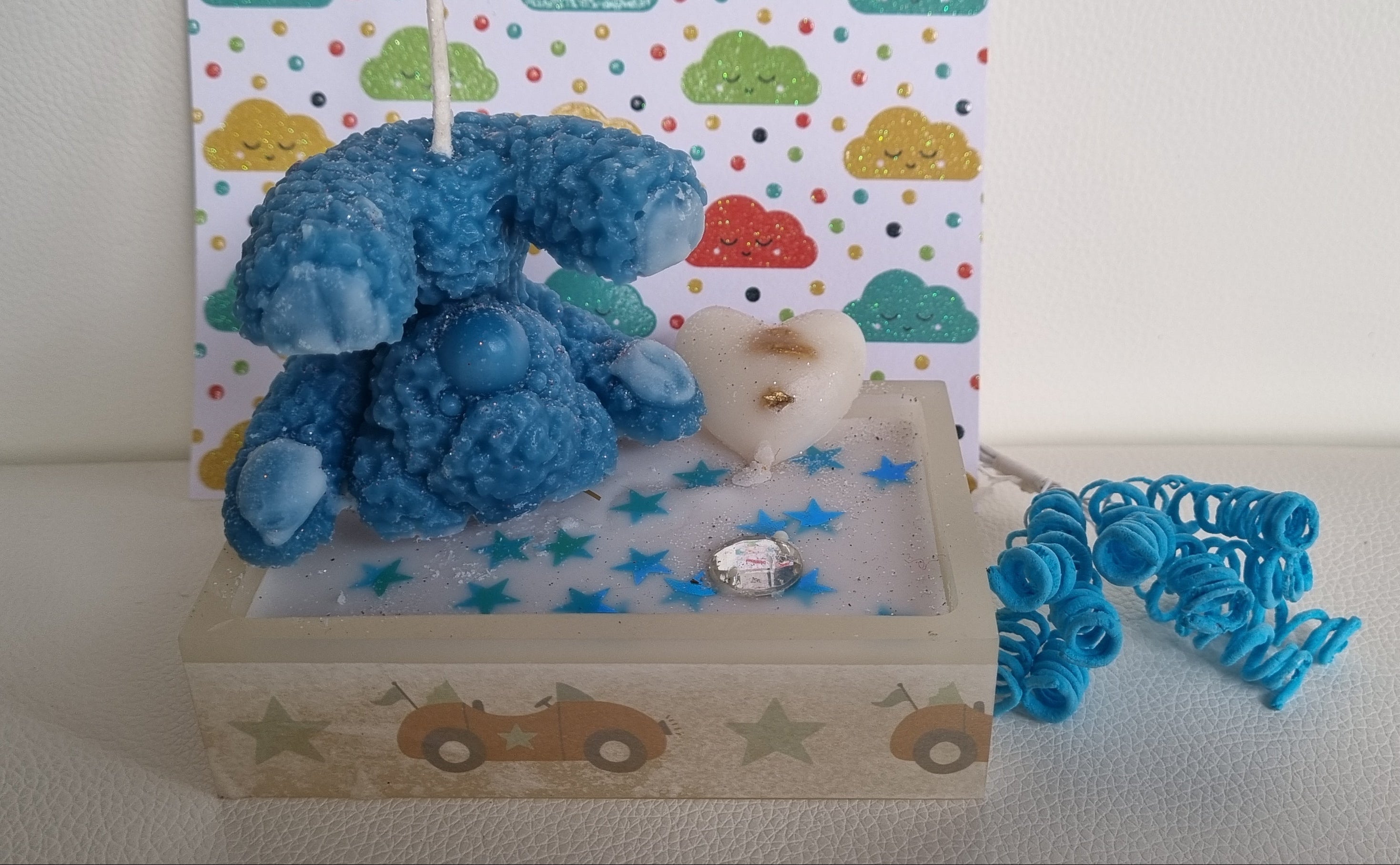 Bougie Ourson Coquin Tête en Bas - Cadeau Naissance Bébé