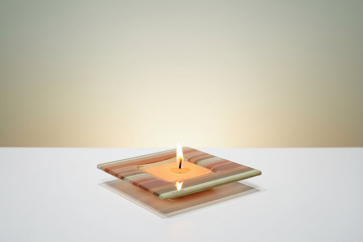 Bougeoir Vintage "Burton" avec Bougie Orange