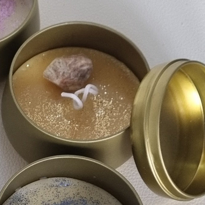 Bougies boite dorée avec cristaux