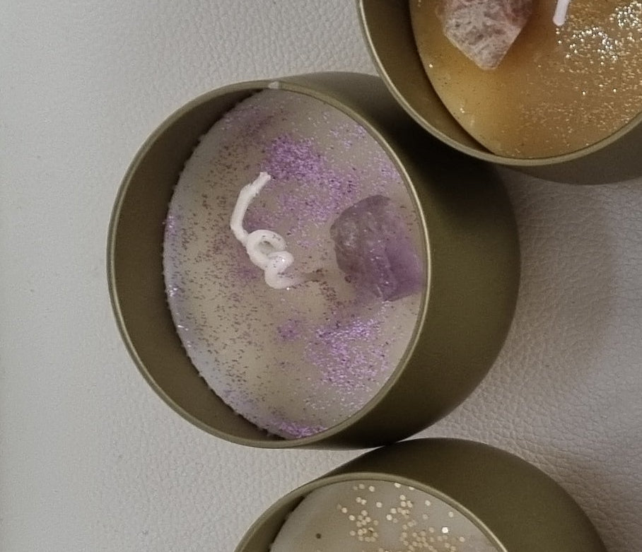 Bougies boite dorée avec cristaux