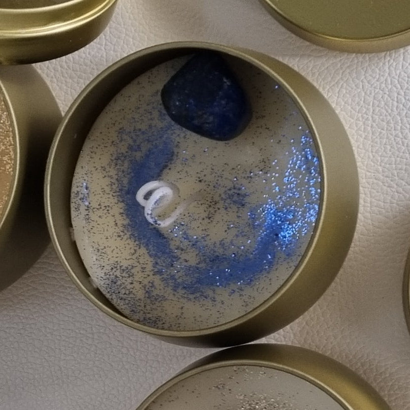 Bougies boite dorée avec cristaux