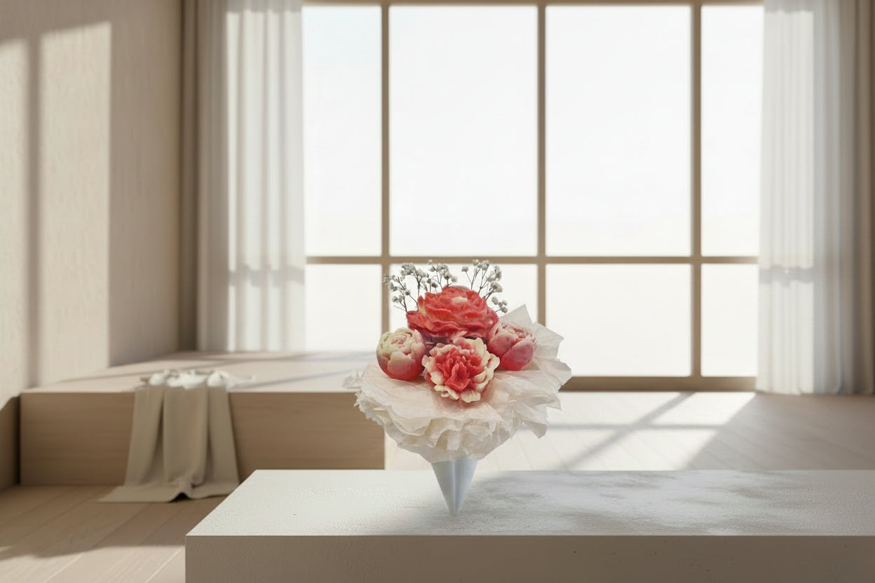Bouquet "Rose Sisley" - Composition florale en cire végétale