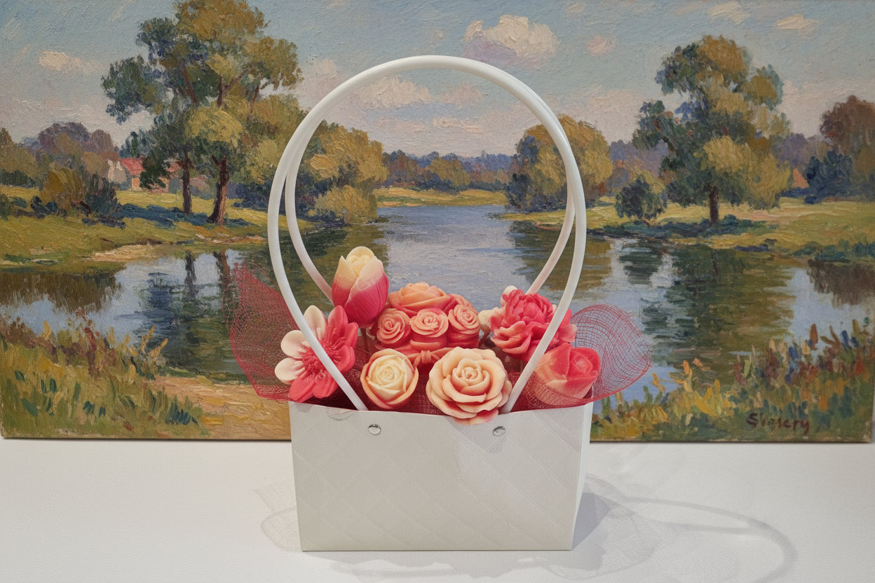 Petit Sac "Rose Sisley" - Composition florale en cire végétale
