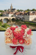 Bouquet Panier "Rose Sisley" - Composition florale en cire végétale