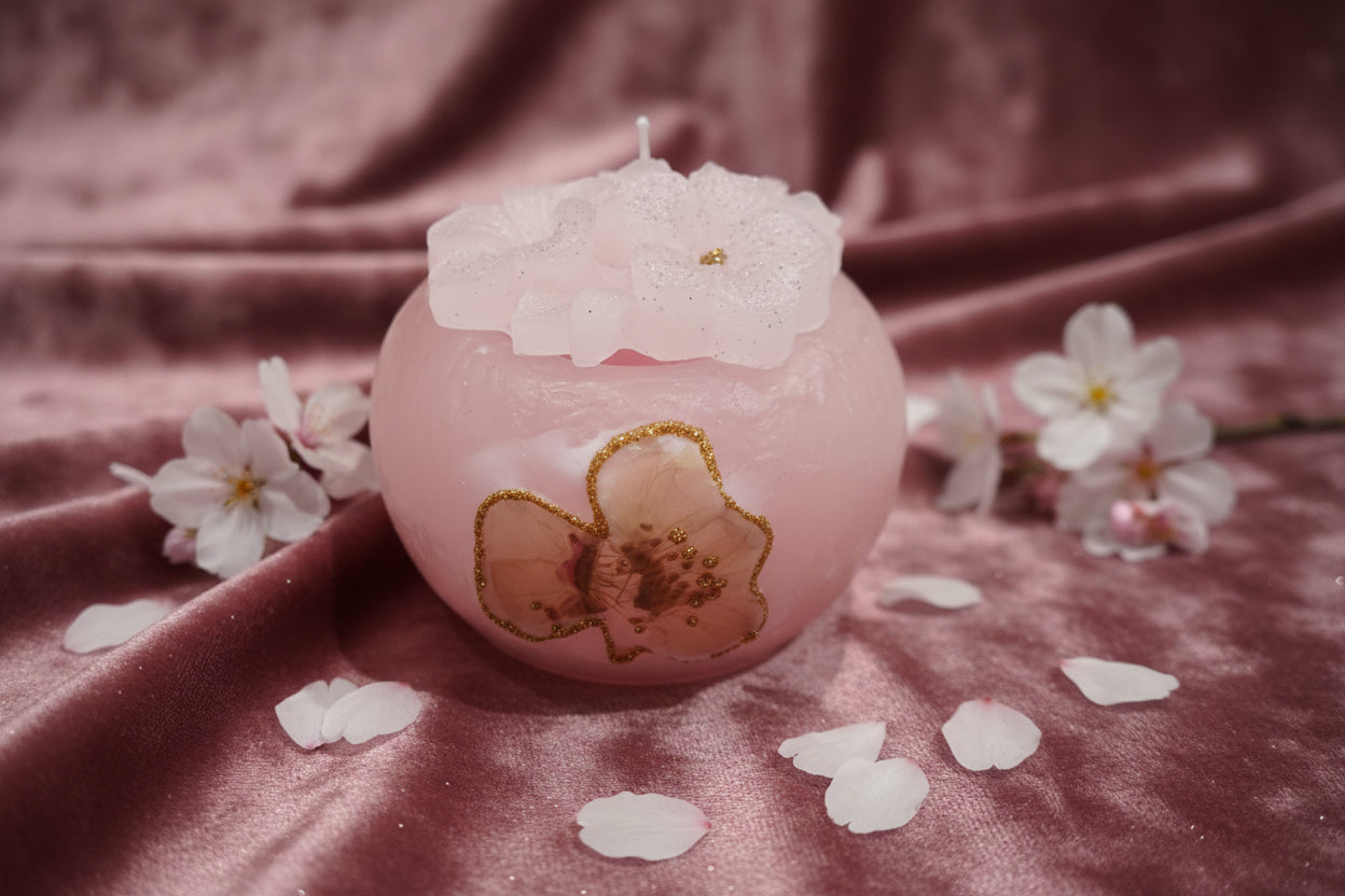 🌸 Ma "Boule Rose Sakura" 🌸- Ma boule de rose translucide avec fleur de cerisier du Japon